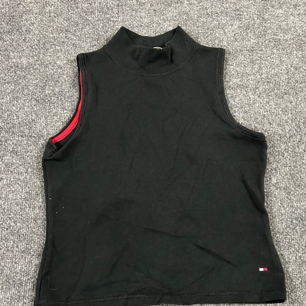 Tommy Hilfiger Tank Top Womens Size M Black Mock Neck Viscose Blend Sleeveless